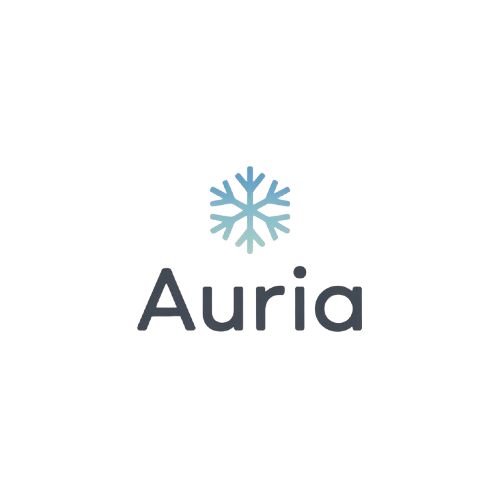 Auria logo with a snowflake symbol on a white background